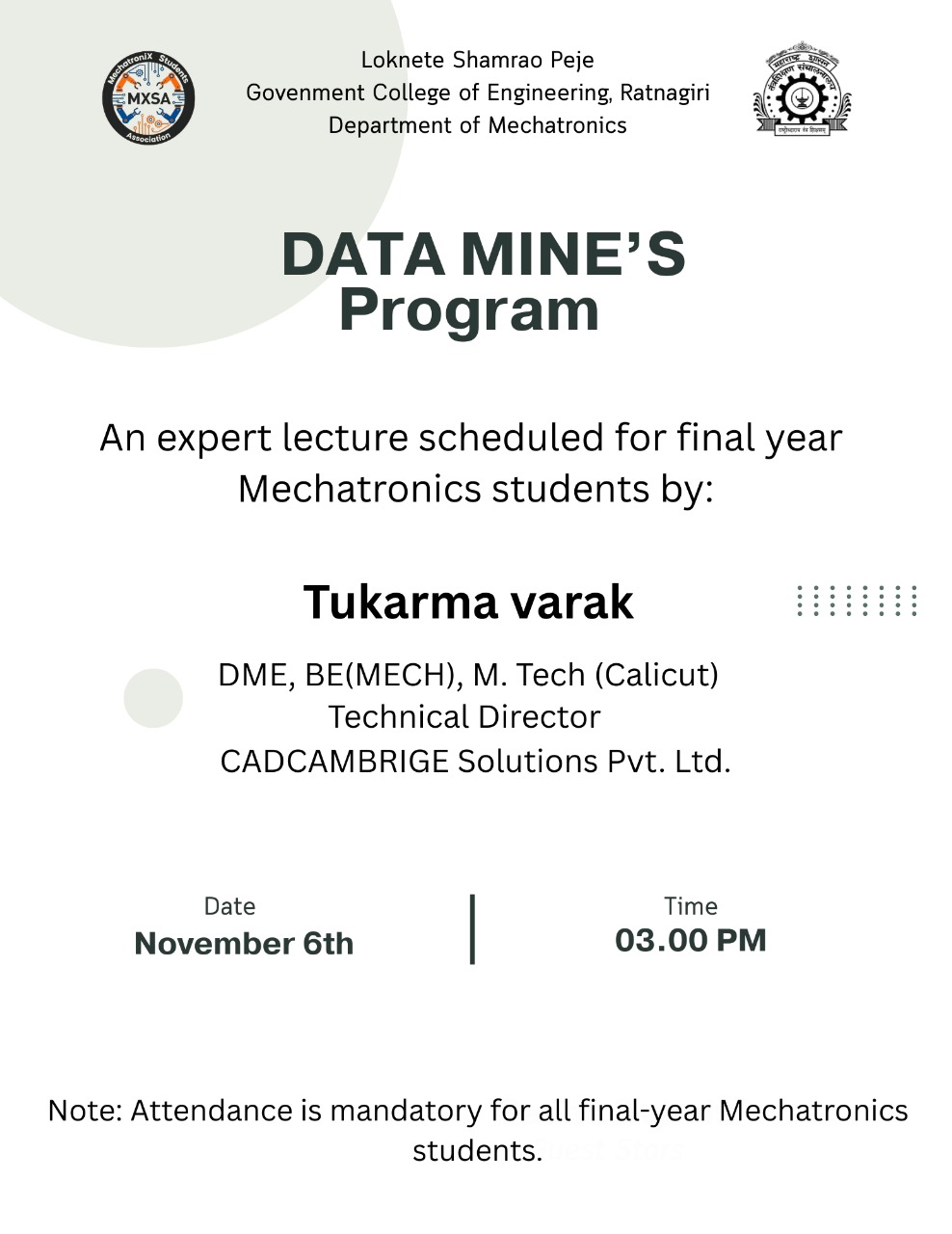 Guest Lecture On data Mine's